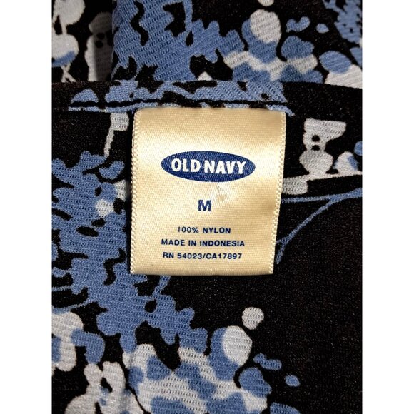 Old Navy Top Womens Size M Blue Cream Floral Floral V-Neck Long Sleeve Y2K - Picture 2 of 8